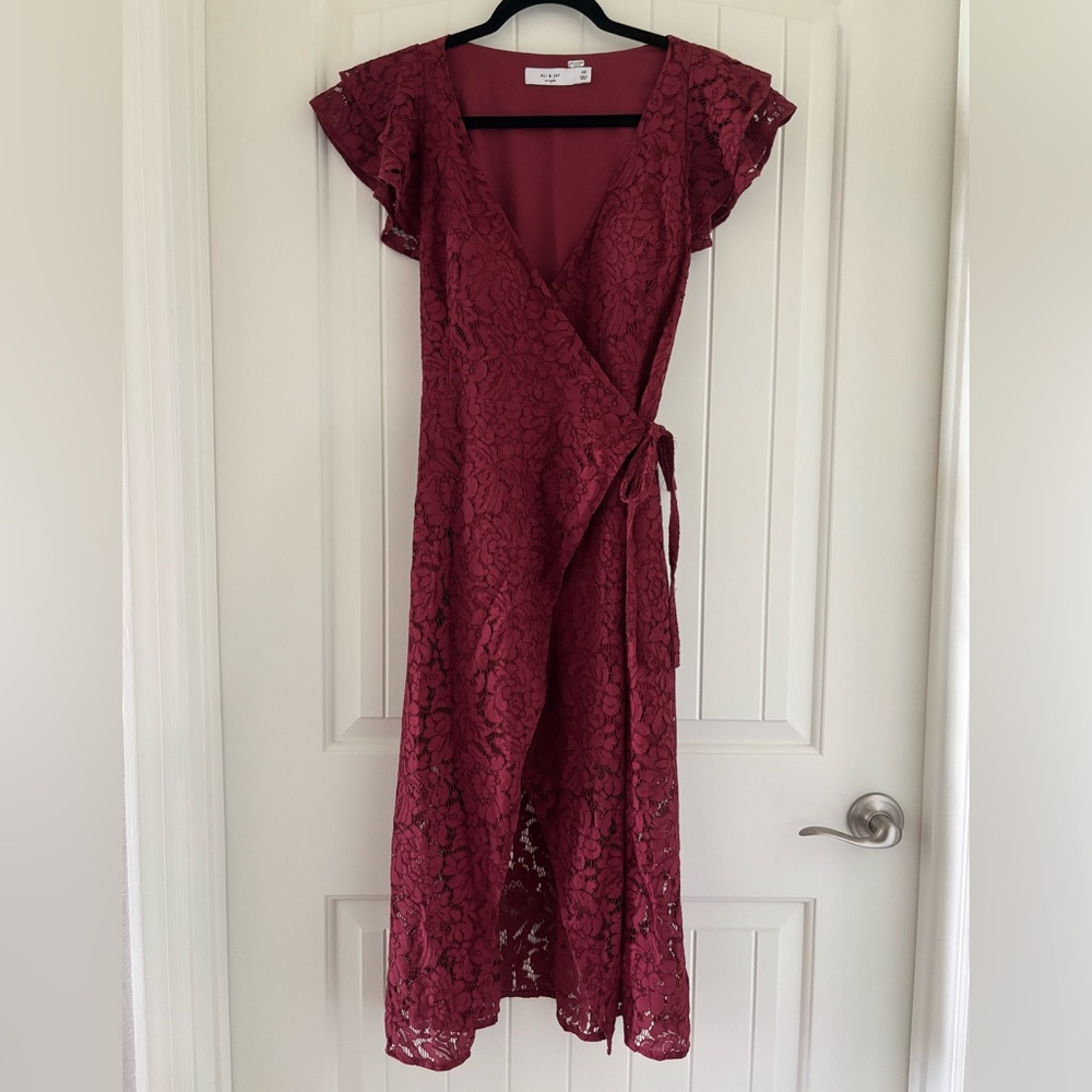 ALI & JAY Burgundy Lace High Low Dress